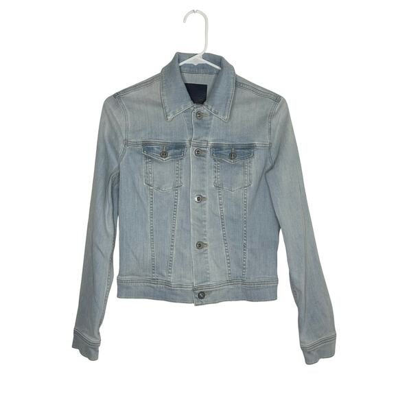 AG Adriano Goldschmied Denim Jean Button Front Trucker Jacket S Small NWOT - Picture 1 of 9
